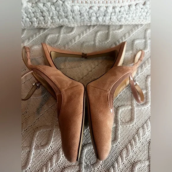Nine West Tan Suede Heels Closed Toe  Sling Back Women’s 7.5 - Picture 4 of 10